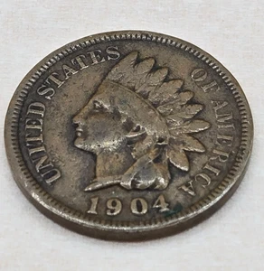 Moneta da un centesimo in bronzo 1904 "Testa di indiano" non classificata circolata - Foto 1 di 4