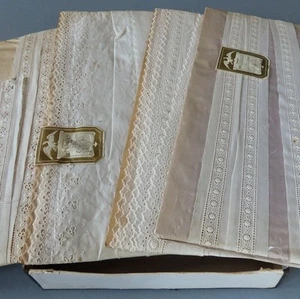 Lot 4 Antique SWISS Embroidered Trims Insertions 1.5-4.5" Wide 40+ Yds OLD STOCK - Picture 1 of 7