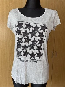 Decay Kurzarm Shirt Pailletten Sternen Grau Gr. M - Bild 1 von 4