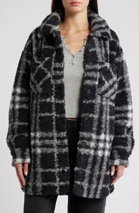 Chaqueta de lana a cuadros Thread & Supply talla mediana negra/gris nueva con etiquetas - Imagen 1 de 6