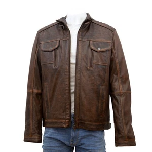 Chaqueta de Motociclista Infinity Para Hombre Toronto Marrón De Colección Cuero Napa Envejecido Talla 3XL - Imagen 1 de 5