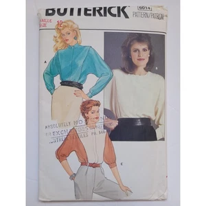 80s Sewing Pattern for Misses Dolman Sleeve Blouse w Nehru Collar Vtg Sz 12 B34" - Picture 1 of 8