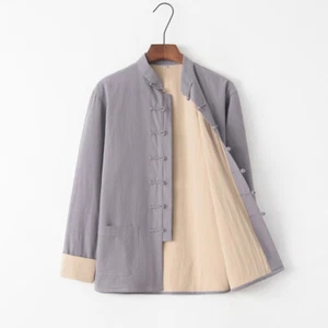 Veste De Kung Fu En Lin Pour Hommes, Chemise À Col Montant, Costume Tang Chinois - Imagen 1 de 18