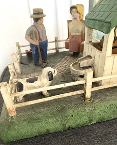Antique Carved Folk Art Farm Bank With Wishing Well - Picture 1 of 17