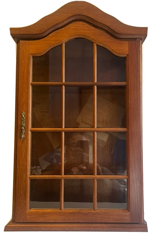 VTG Wall Display Case Curio Cabinet Hanging/Standing Cupboard Wood Shelves 14x24 Cover