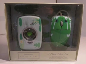 3 Pc Desk Set BELK Home Accents Lifestyles Mouse Radio Mouse Pad Frog Theme NEW - Picture 1 of 16