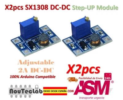 2pcs DC-DC SX1308 Step-UP Adjustable Step Up Boost Converter 2-24V to 2-28V 2A - Imagen 1 de 4