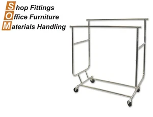 DOUBLE SALESMAN RACK COLLAPSIBLE CLOTHING DISPLAY STAND - Picture 1 of 2