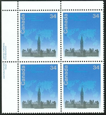 Canada sc#1061 Inter-Parliamentary Union Conference, UL Imprint Block, Mint-NH - Image 1 of 2