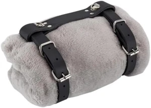 Black Leather Blanket Holder For Motorcycle Heavy Duty Genuine Leather Carry ... - Picture 1 of 6