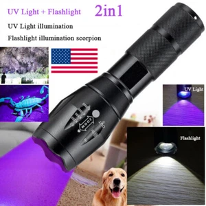 Super Bright 120000lm UV Torch Ultra Violet Flashlight Blacklight Light Lamp USA - Picture 1 of 27