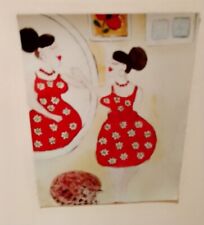 Large fridge magnet, 4.25" 5.5" Lady In The Mirror 