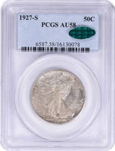 1927-S Walking Liberty Silver Half Dollar AU58 PCGS (CAC) - Picture 1 of 2