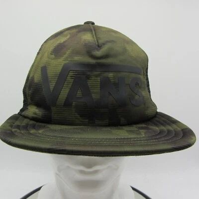 Vans Adult Trucker Hat Cap Green Camouflage Black Mesh Snap Back - Image 1 of 4
