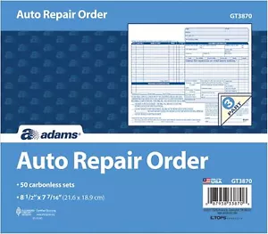 Autoreparaturauftragsformulare, 8,5 x 7,44 Zoll, 3-teilig, selbstdurchschreibend, 50er-Pack - Bild 1 von 5