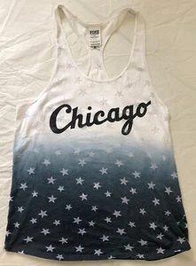 Victoria Secret Pink Chicago Stars Ombre Racerback Tank blue white Burn Small S - Picture 1 of 8
