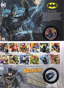 LIMITIERTE EDITION ROYAL MAIL D C SAMMLUNG BATMAN COVER + GOLD- ODER SILBERMEDAILLEN. - Bild 1 von 13