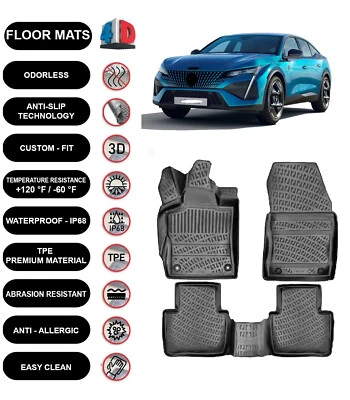 Alfombrillas forro para Peugeot 408 (2023-2025) impermeables moldeadas 4d 4 un. Foto 1 de 4