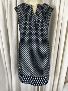 Vestido Ann Taylor Cuello en V Azul Negro Cambio de Carrera Manga Gorra Mujer Talla L - Imagen 1 de 10