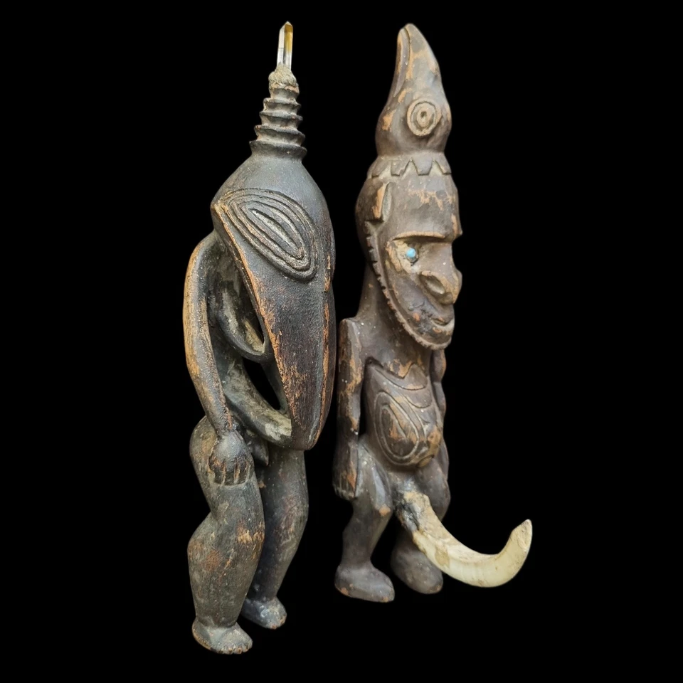 Asmat Papúa Nueva Guinea Hombre Pájaro Espíritu Figura Ancestro Escultura Arte Tribal 10" Foto 1 de 4