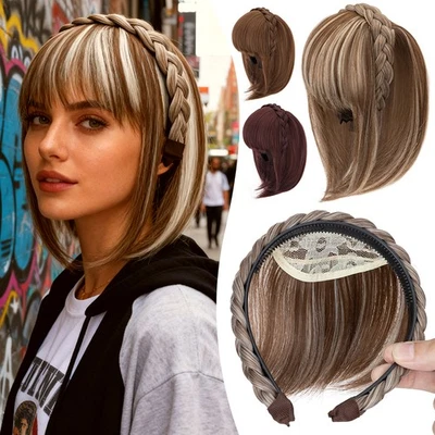 Diadema trenzada gruesa flecos y topper extensiones de cabello flequillo frontal pieza para el cabello EE. UU. Foto 1 de 4