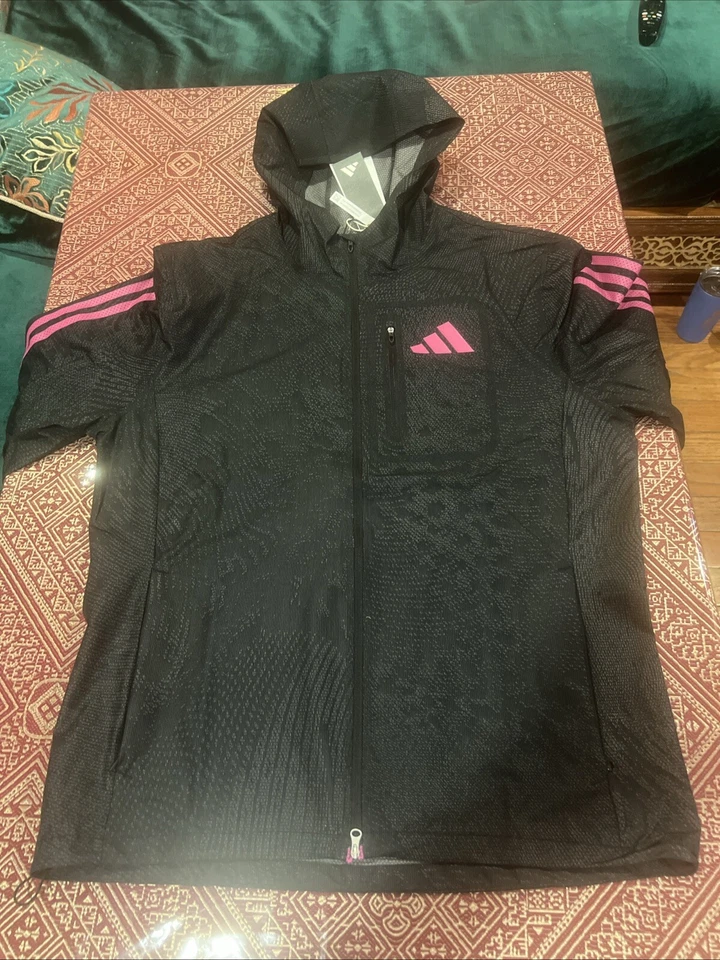 Adidas 2023 Pro Elite Team Track Running Jacket Black/Pink | HR5659 | Sz Small