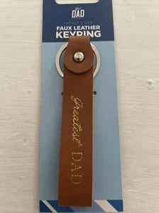 DAD’S FAUX LEATHER KEYRING. ‘GREATEST DAD’ Ideal Father’s Day, Birthday gift. - Picture 1 of 2