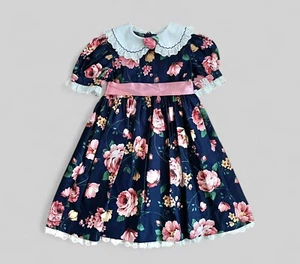 VTG Baby Girl Toddler Dress Empire Waist Cottagecore Floral Princess Party 4T - Picture 1 of 4
