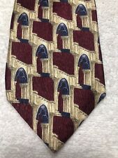 STRUCTURE MENS TIE BURGUNDY WITH BLUE AND BEIGE 4 X 58