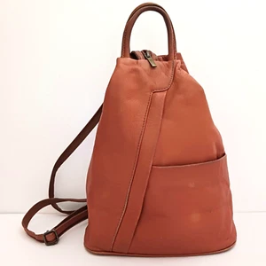 Mochila Shanghai de cuero toscano hecha a mano en Italia cuero marrón coñac - Imagen 1 de 17