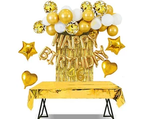 46 Birthday Party Decoration Gold Bday Balloon Photo Booth Prop Background - Picture 1 of 8