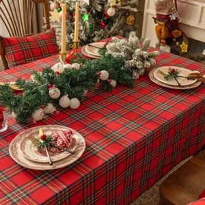 Mantel a Cuadros Rojo Verde Navidad Rectángulo Fiesta Comedor Cubierta para Decoración del Hogar - Imagen 1 de 24