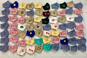 Hand-Embroidered Adult 4-Layer Reusable Cotton Face Mask *CHOOSE DESIGN* - Picture 1 of 31