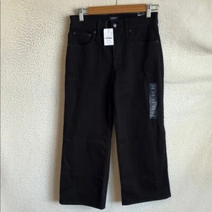 J Crew Wide Leg Crop Jeans Womens Size 26 Petite Black - Picture 1 of 8