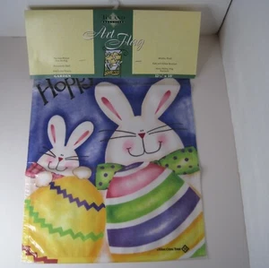 Toland Art Flag: Two Bunnies with Bowties Garden Size 12 1/2" x 18" - Sealed - Picture 1 of 6