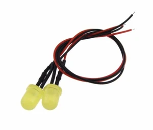 5mm LED Signal Indicator w/ Cable 6-12VDC Built-in Resistor - Yellow - Pack of 2 - Picture 1 of 1