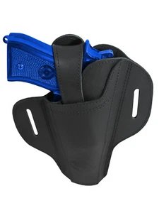 New Barsony Ambidextrous Black Leather Pancake Holster for Full Size 9mm 40 45  - Picture 1 of 8
