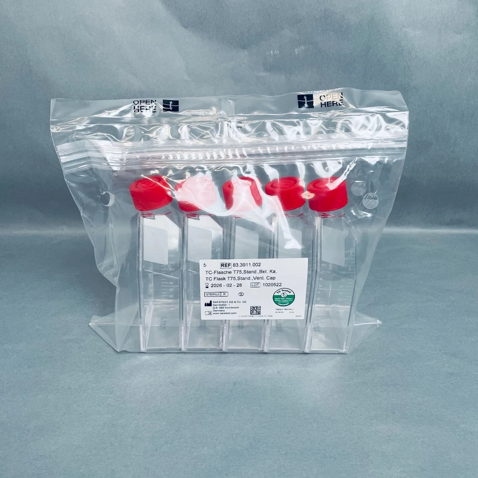Box of 100 - Sarstedt 83.3911.002 Cell Culture Flasks T75 Standard Filter Cap
