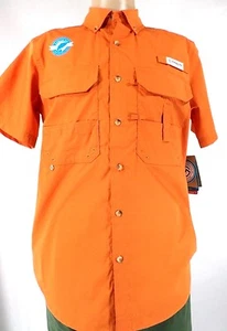 Men Short Sleeve Button Up Fish Gear Vented Wicking Shirt Mag Shield UPF 20 - Picture 1 of 8