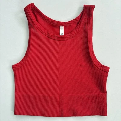 Camiseta sin mangas Nikibiki roja corta sin costuras elástica Chevron cuello alto talla única usada en excelente estado Foto 1 de 4
