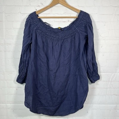 Polo Ralph Lauren 100 % lino fuera del hombro cuello barco top para mujer grande azul Foto 1 de 4