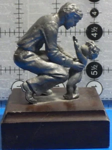 vintage 1984 Nothing so safe as fathers arms Avon pewter sculpture 3TX2 1/8 sq - Picture 1 of 7