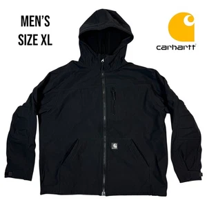 Carhartt J162 Soft Shell Active Jacket Black XL Water-Resistant Windproof Hooded - Picture 1 of 7