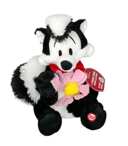 Hallmark Pepe Le Pew I Pick You Talking Plush 10" Skunk w Flower Needs Batteries - Picture 1 of 19