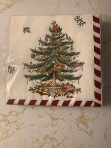 Spode Christmas Tree Candy Cane Tree 40 Beverage Napkins (New) - Picture 1 of 1