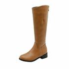 Women's Mid-calf Boots Knee High Knight Boots Low Heels Back Zip Shoes