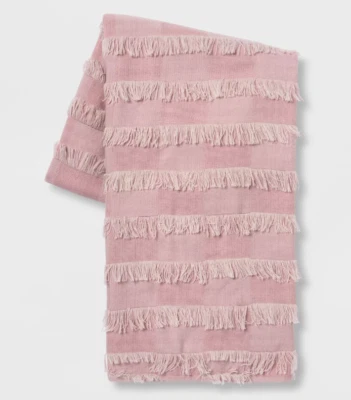 Eyelash Bed Throw Blush Pink Opalhouse Blanket Acrylic Woven Fringe - Image 1 of 4
