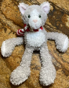 Animal Adventure Gray & White Kitty Cat Plush Stuffed Soft Toy 17” Red Scarf - Picture 1 of 6