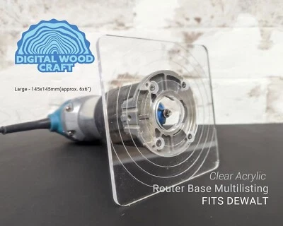 DEWALT Router Base 6" Square Trimmer DCW600 D2604 PLATE Guide Clear Acrylic - Image 1 of 4