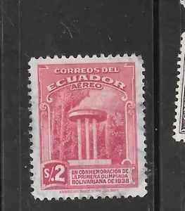 ECUADOR SC# C69 1939 WWII ERA OLYMPIC FLAME AIR MAIL OLD COMMEMORATIVE STAMP - Picture 1 of 1